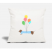 Sausage Dog With Balloons Natural White Pillow